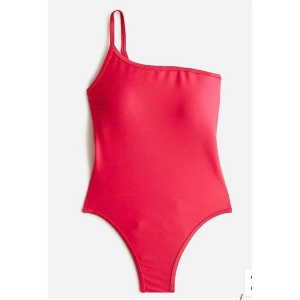 J. Crew NWT Ribbed One-Strap Modern One-Piece Swimsuit Wild Hibiscus Size 24 NWT